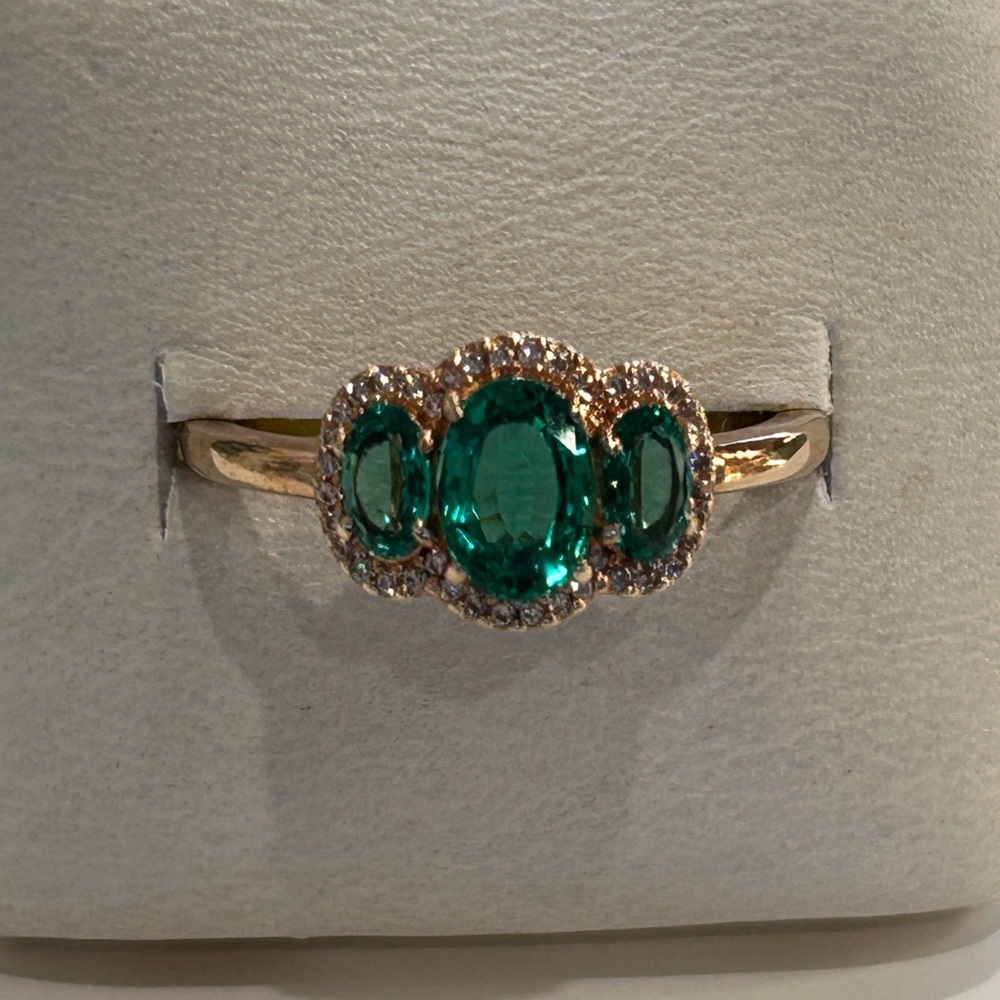 RETIRED Rose Green Three-Stone Vintage Ring